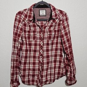Old Navy Red and White Plaid Shirt